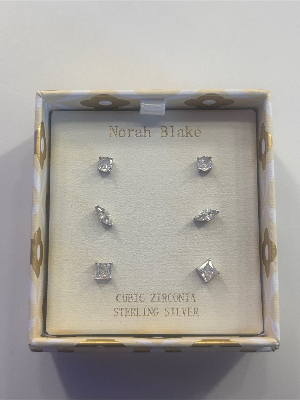 Sterling Silver Cubic Zirconia Stud Earring Set - Clear